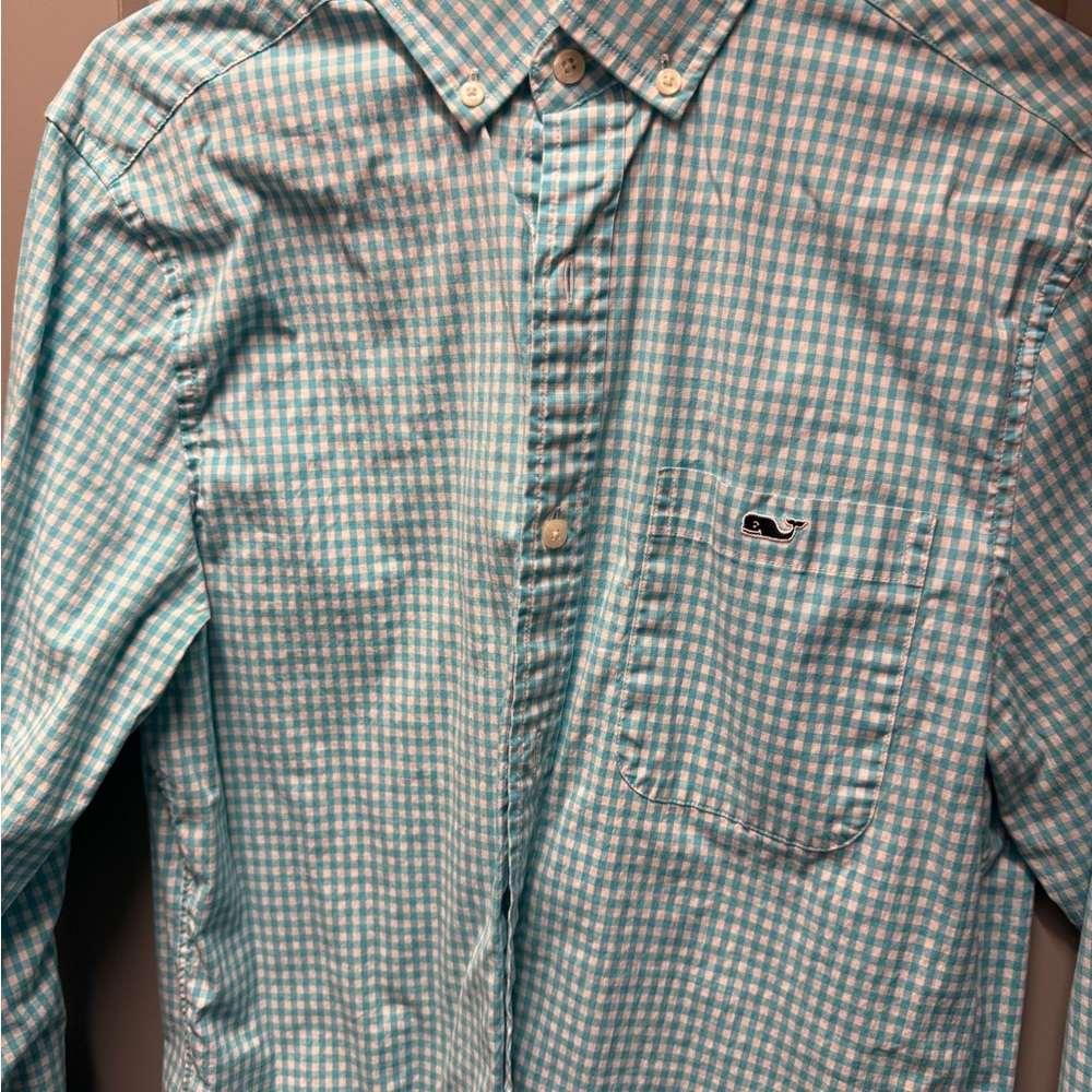 Vineyard Vines Men's Light Blue Gingham Shirt